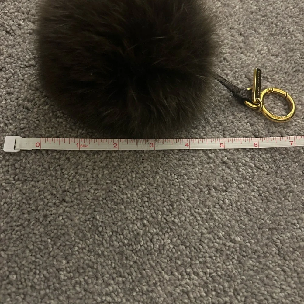 Fendi Dark Brown Fur Pom Pom Key Chain Charm - Picture 3 of 10